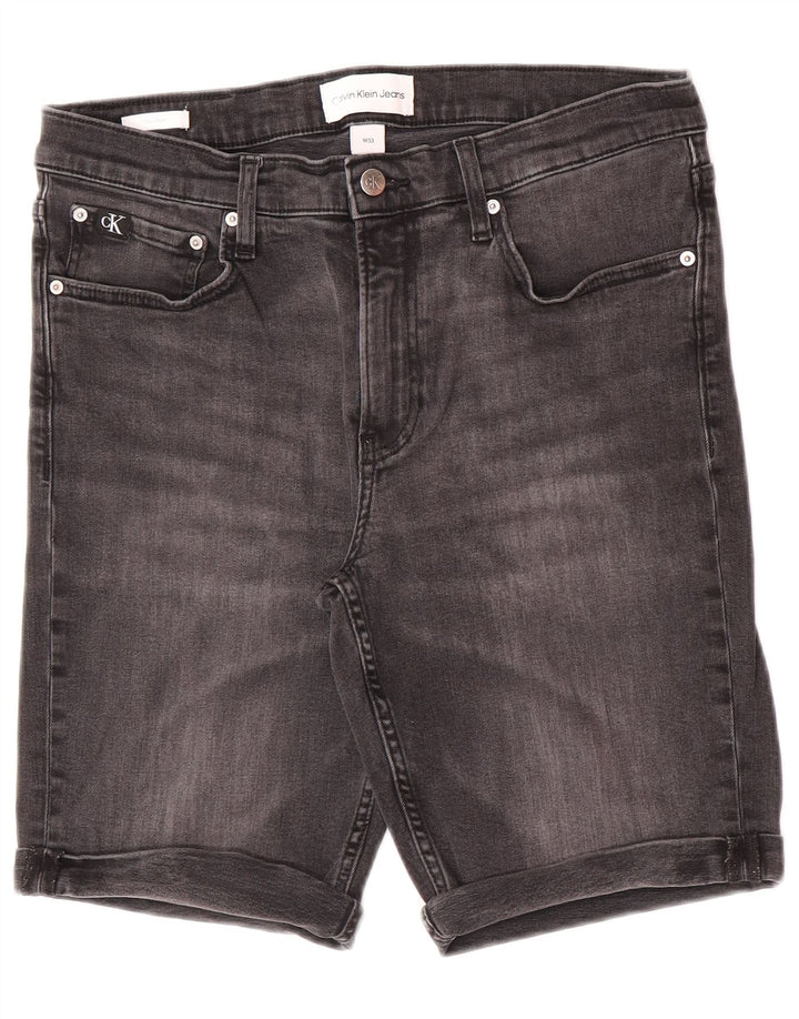 Pantaloncini di jeans slim da uomo Calvin Klein W33 cotone grigio medio