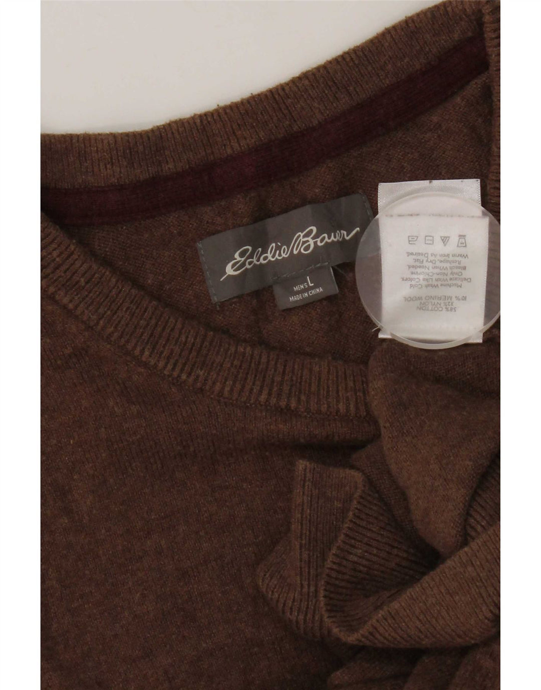 Maglione maglione girocollo da uomo Eddie Bauer grande cotone marrone