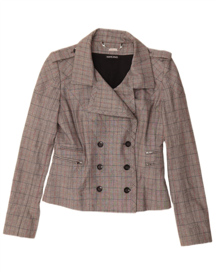Giacca blazer doppiopetto vintage da donna IT 44 grigio medio a quadri