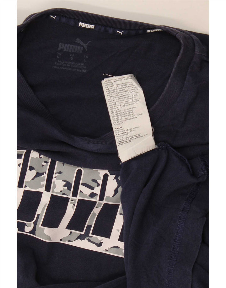 T-shirt grafica da uomo Puma Top Large in cotone blu navy