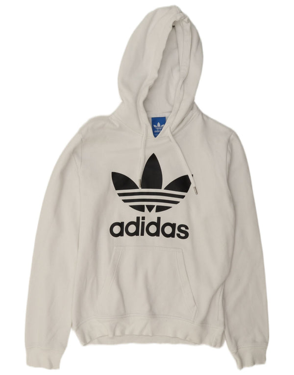 Felpa con cappuccio da uomo con vestibilità regolare grafica Adidas, piccola, in cotone bianco