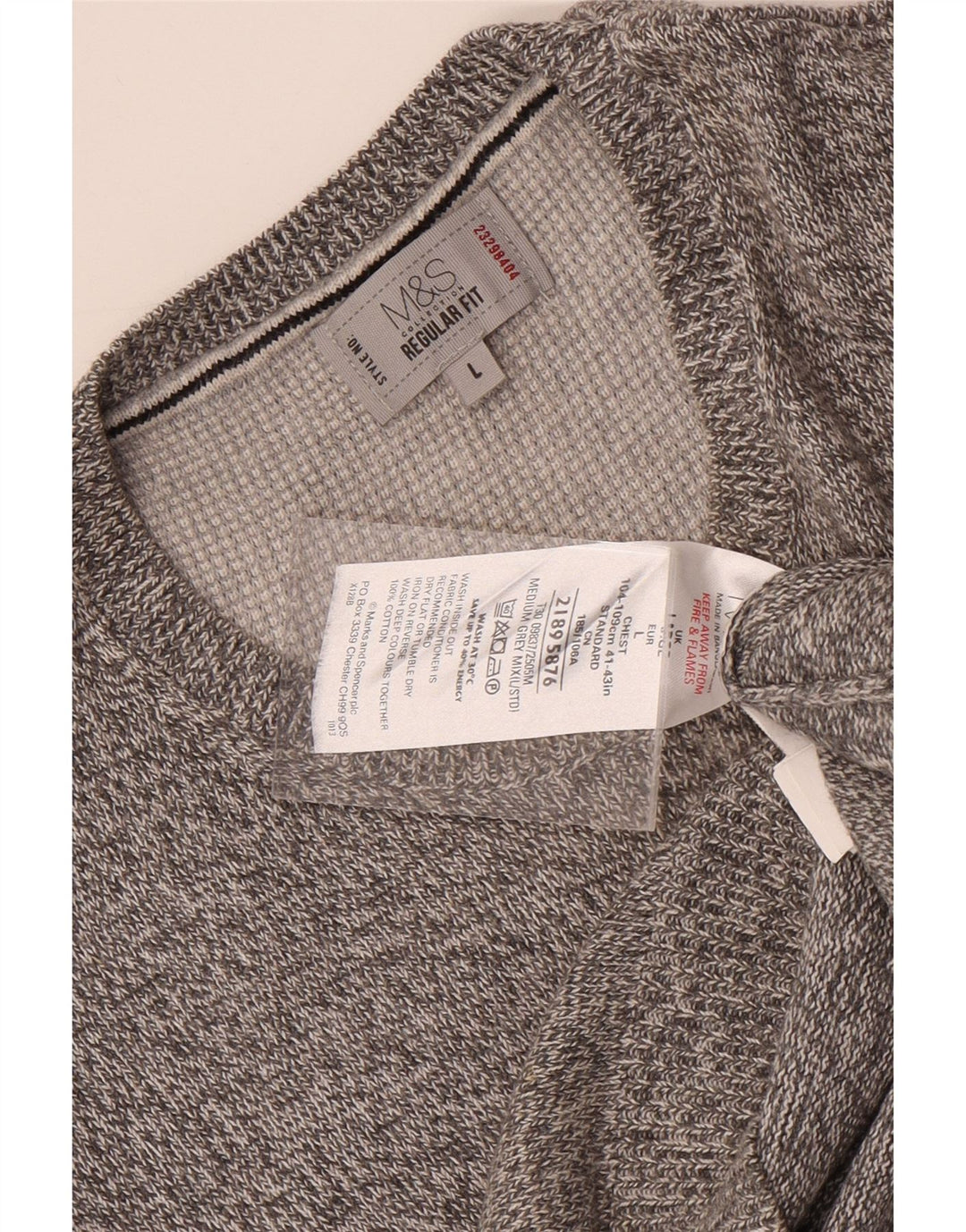 Maglione maglione girocollo da uomo Marks & Spencer grande grigio screziato