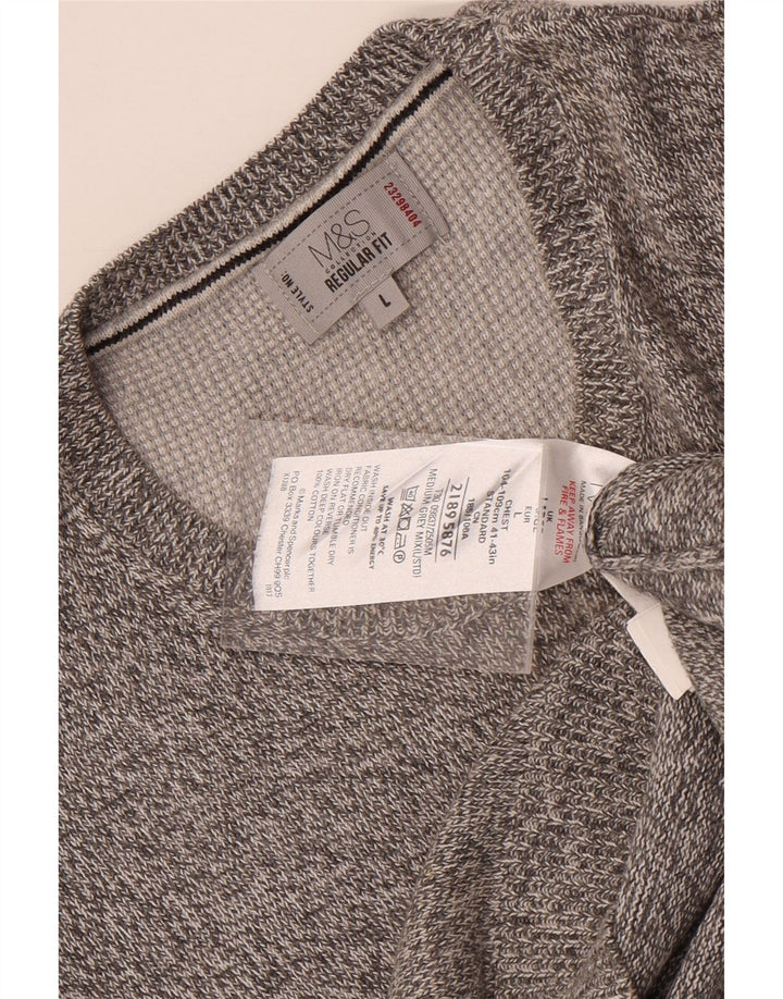Maglione maglione girocollo da uomo Marks & Spencer grande grigio screziato