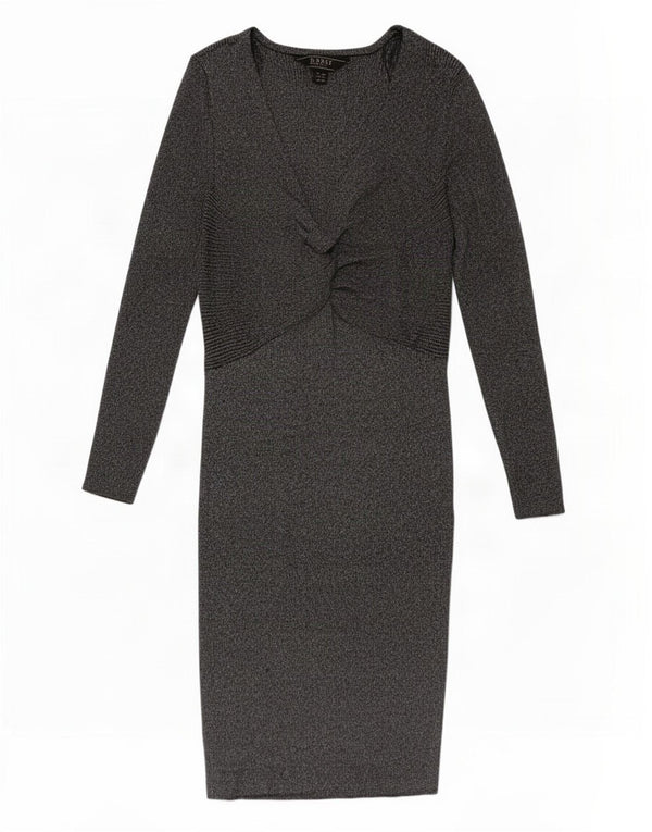Abito aderente a maniche lunghe da donna Lipsy UK 16 Grande cotone chiazzato argento