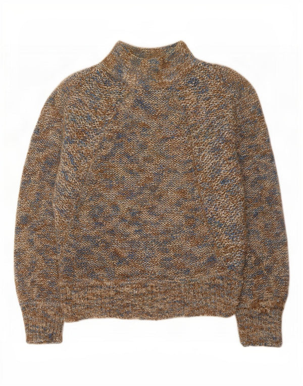Maglione maglione da donna con collo dolcevita John Walker UK 16 grande marrone screziato