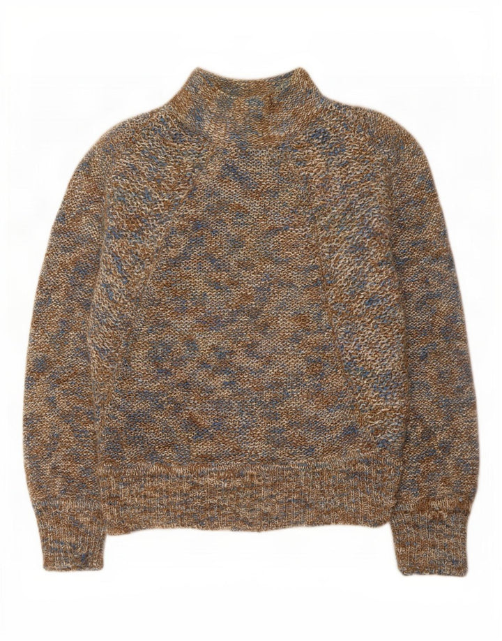 Maglione maglione da donna con collo dolcevita John Walker UK 16 grande marrone screziato