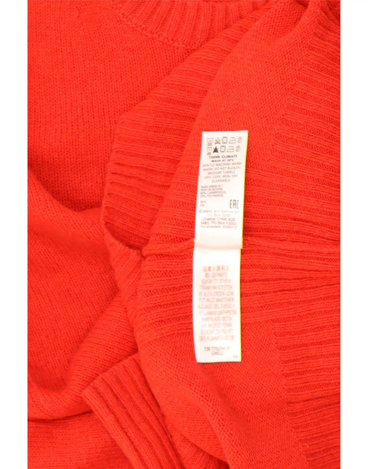 Maglione maglione girocollo da donna Marks & Spencer UK 14 grande lana rossa