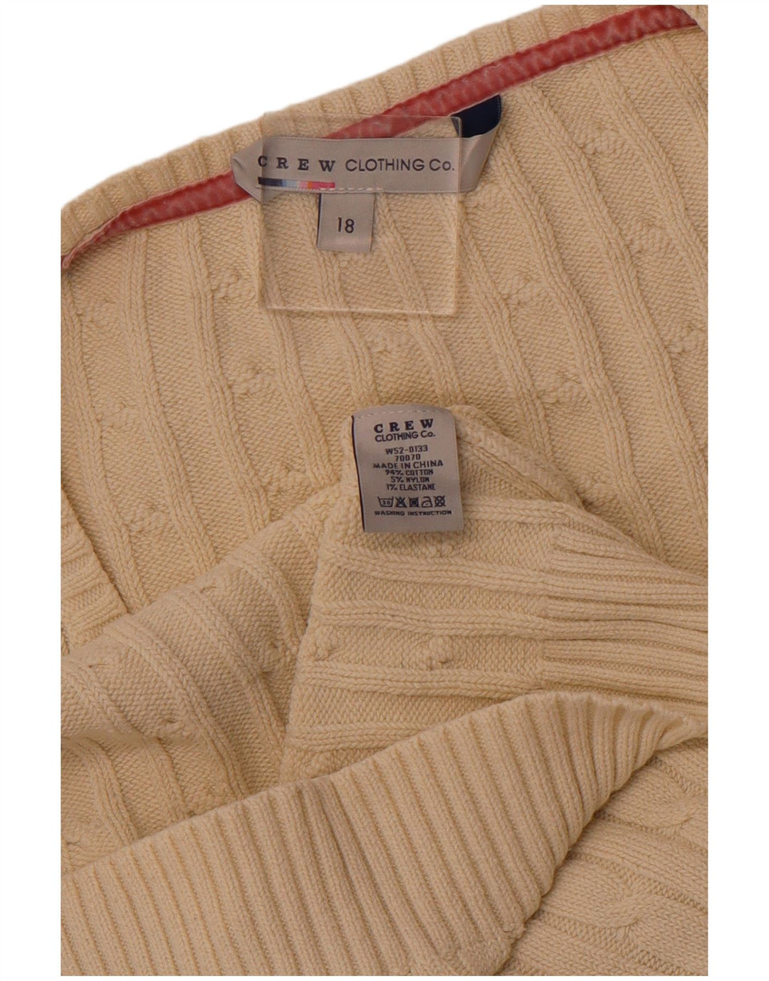 CREW CLOTHING Maglione da donna con scollo a V UK 18 XL cotone bianco sporco