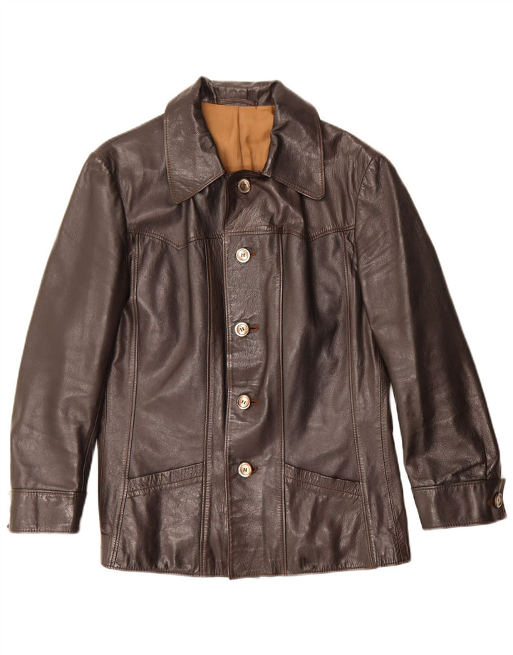 Giacca in pelle vintage da donna IT 50 XL in pelle marrone