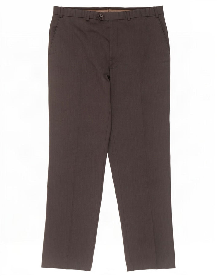 Pantaloni da abito dritti da uomo Marks & Spencer W38 L33 lana grigia