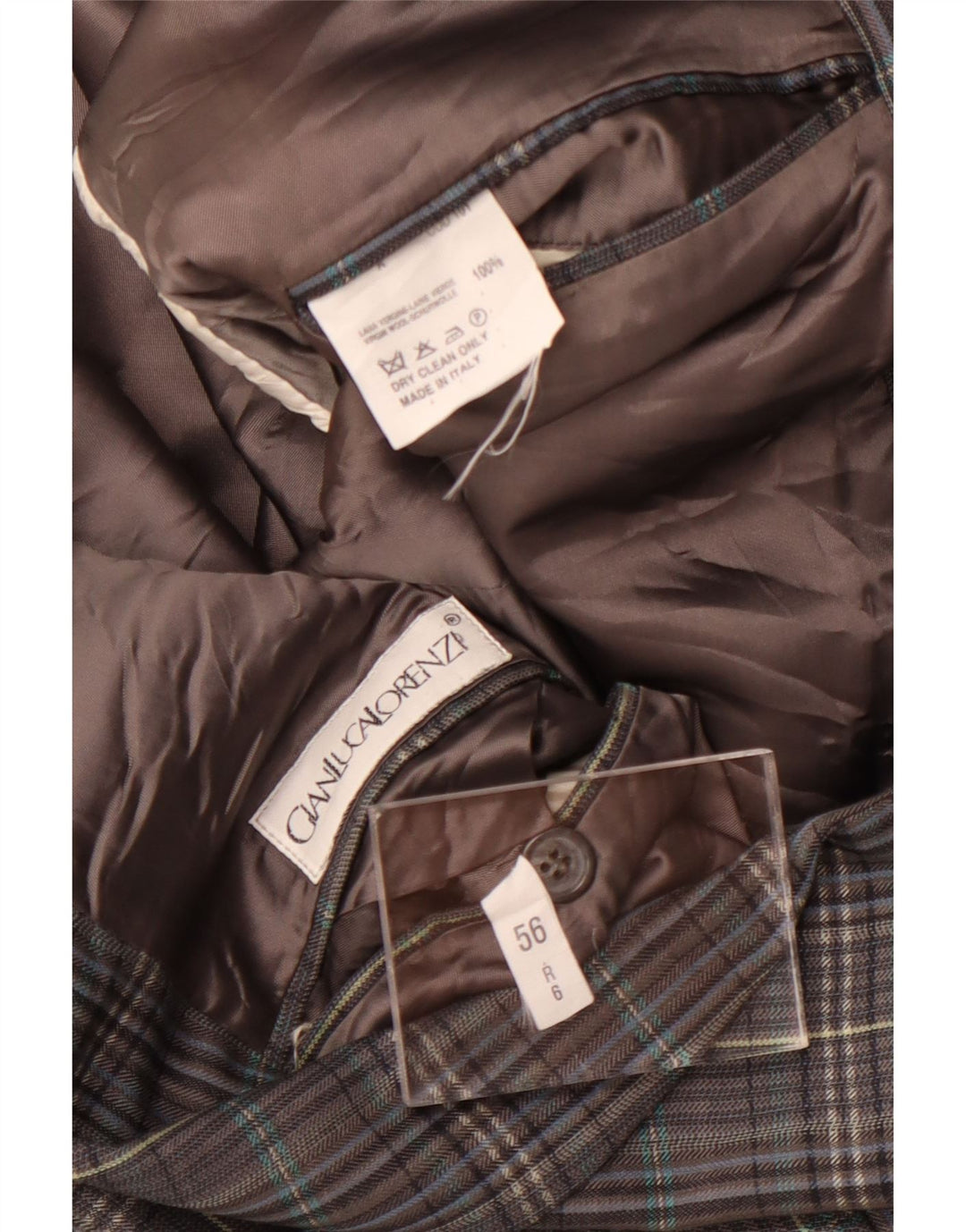 Gianluca Lorenzi Giacca Blazer da Uomo a 2 Bottoni IT 56 3XL Lana a quadri Grigia