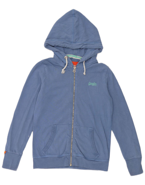 Maglione con cappuccio e zip da donna Superdry UK 14 grande cotone blu
