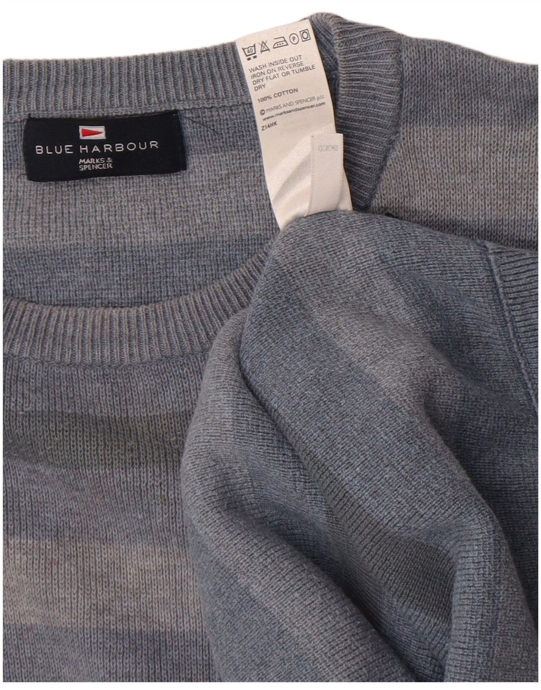 Marks & Spencer Maglione girocollo da uomo in cotone a righe grandi blu