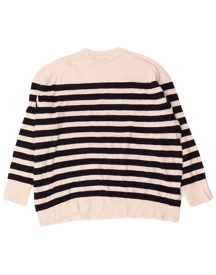 Maglione girocollo oversize da donna Zara UK 14 a righe bianche medie