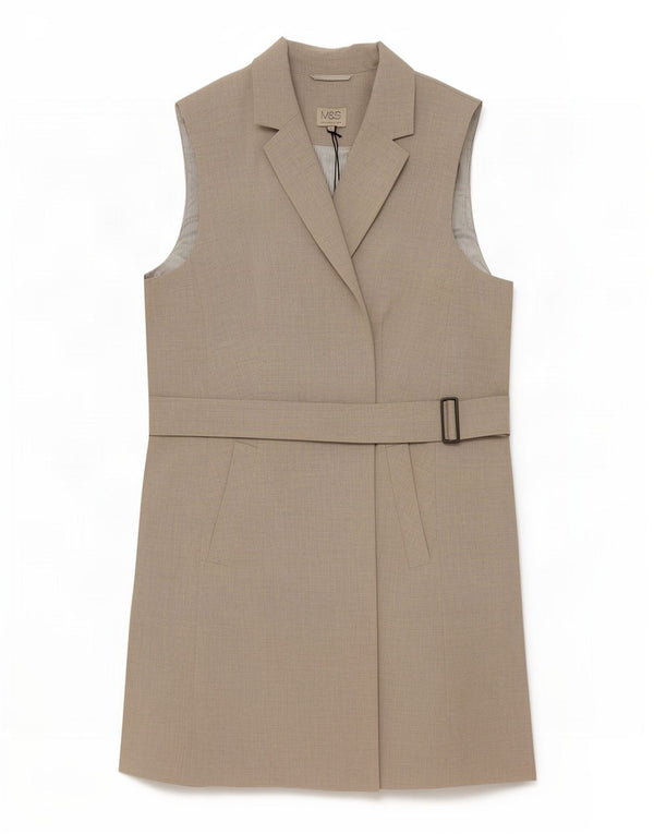 Giacca blazer senza maniche lunga da donna Marks & Spencer UK 16 grande grigia