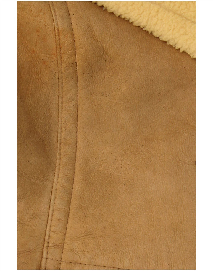 Giacca in shearling da donna VINTAGE UK 14 Large Beige