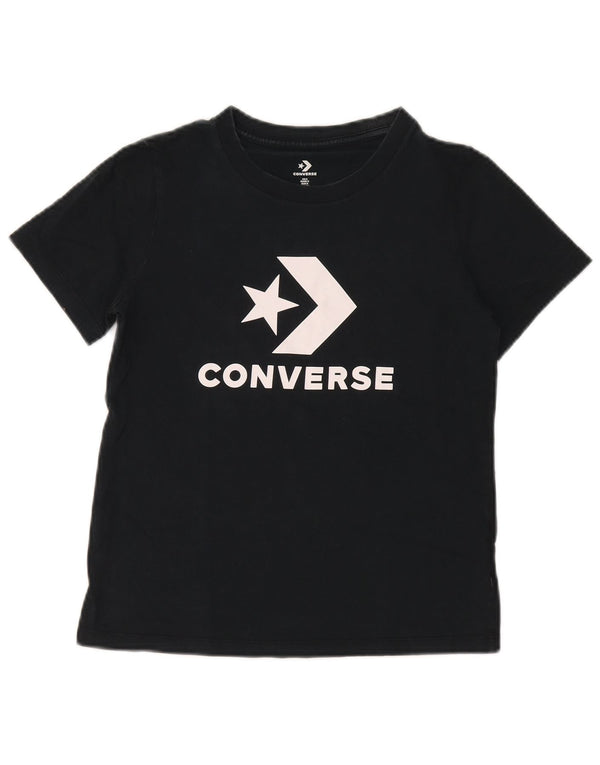 T-shirt grafica da donna Converse Top UK 10 piccola in cotone nero