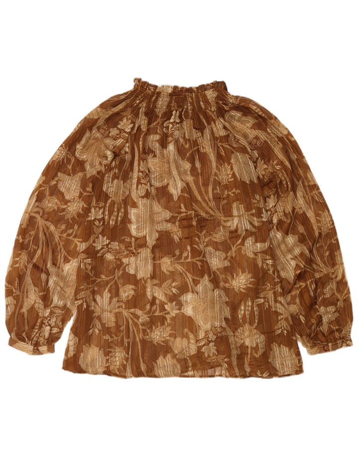 MARKS & SPENCER Womens Oversized Blouse Top UK 14 Large Brown Floral