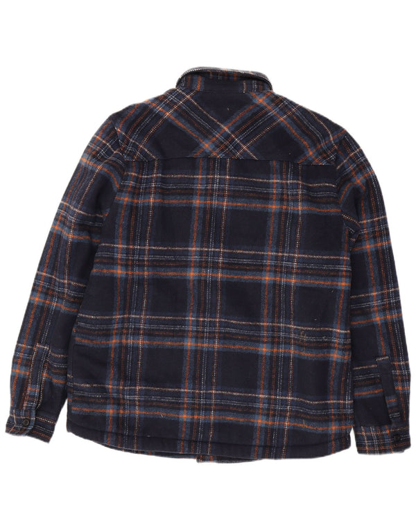 Camicia Zara da uomo in flanella sherpa dalla vestibilità rilassata, scozzese medio blu navy