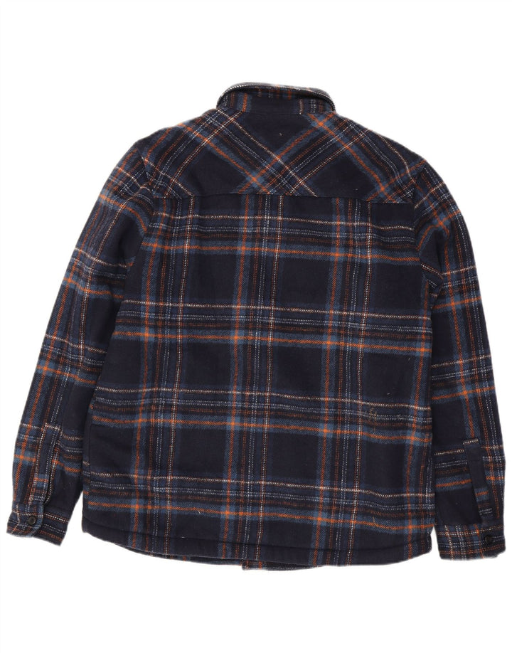Camicia Zara da uomo in flanella sherpa dalla vestibilità rilassata, scozzese medio blu navy