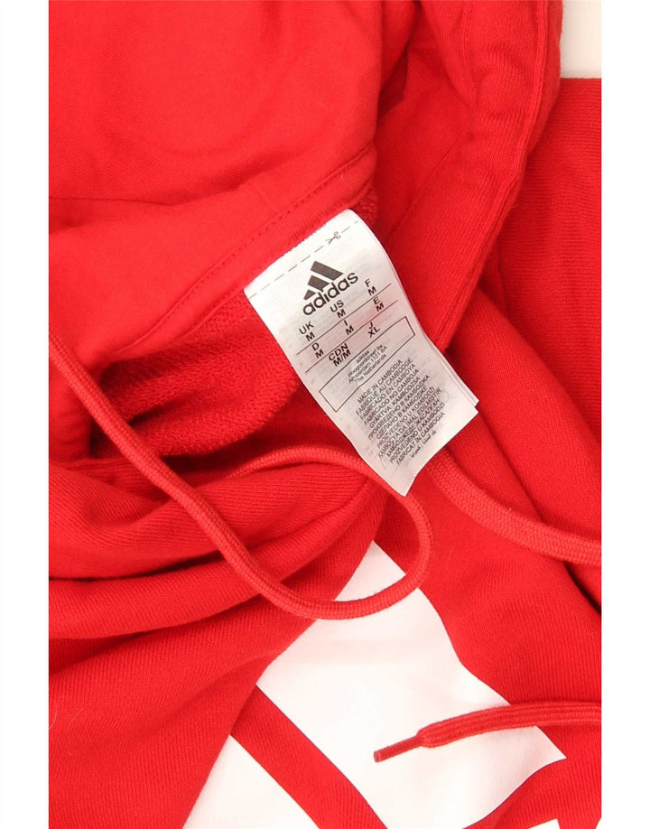 Maglione con cappuccio grafico da uomo Adidas in cotone rosso medio