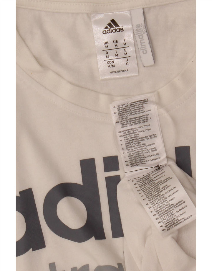 T-shirt grafica Adidas Climalite da uomo in cotone bianco medio