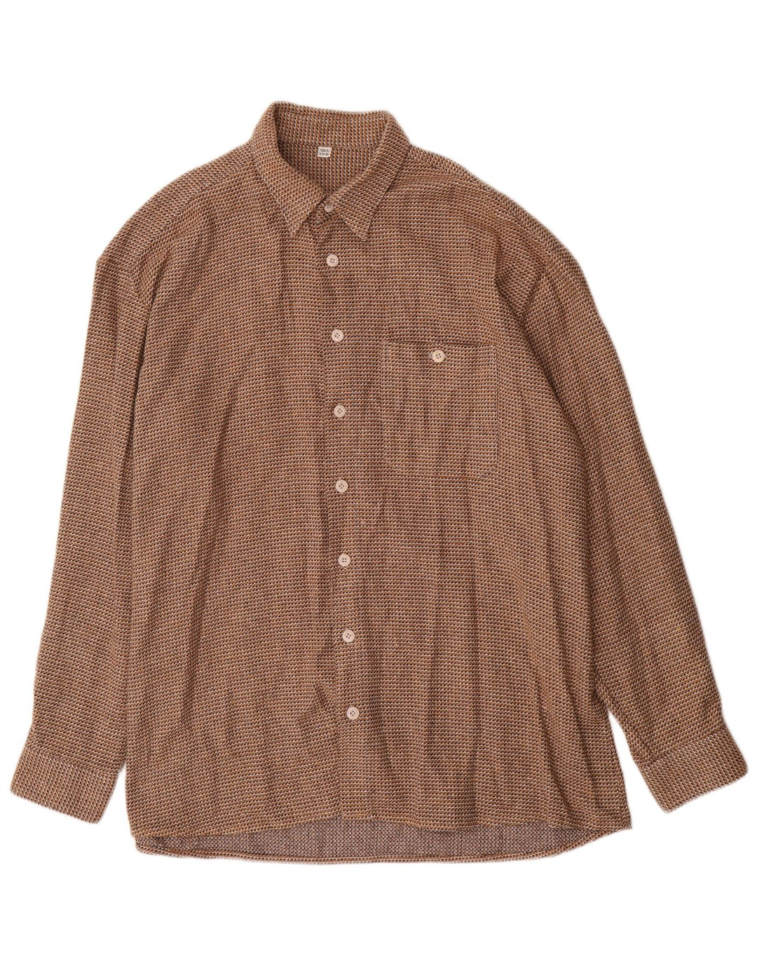 Camicia da uomo vintage taglia 43 XL in cotone pied de poule marrone