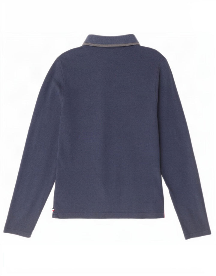 Polo da uomo a maniche lunghe Tommy Hilfiger in cotone blu navy medio