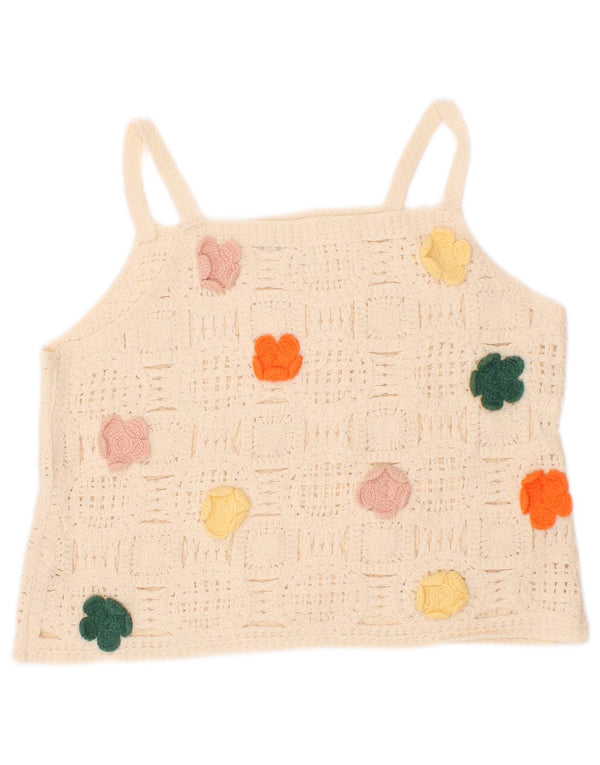 Top Zara per ragazze all'uncinetto, 6-7 anni, bianco sporco floreale