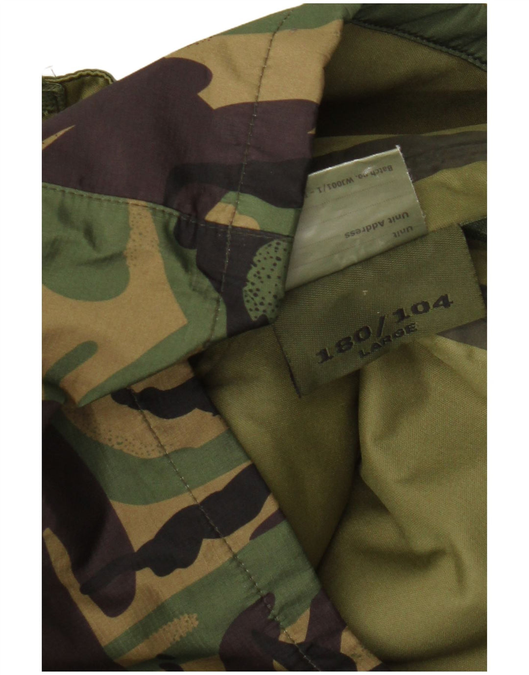 Giacca utilitaria vintage da uomo con cappuccio UK 40 grande poliestere mimetico verde