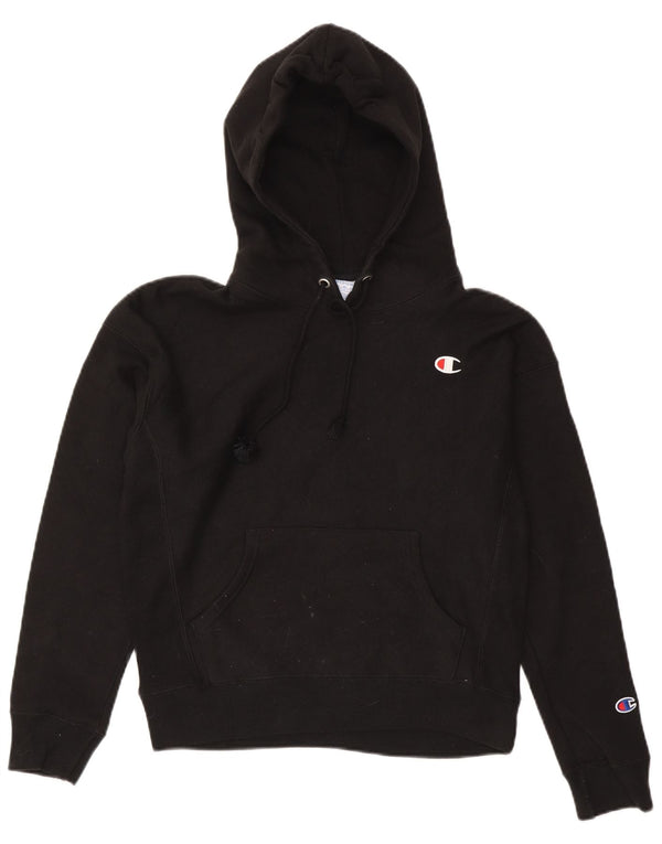 Champion Womens Hoodie Jumper UK 14 Medium Black Cotton