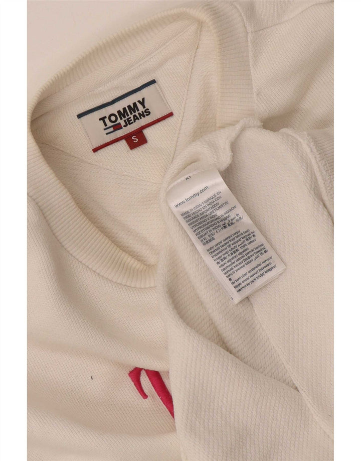 Felpa oversize con grafica da donna Tommy Hilfiger Maglione UK 10 Small Bianco
