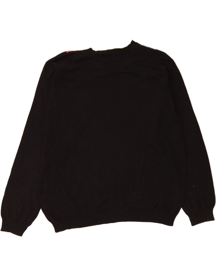 IZOD Mens V-Neck Jumper Sweater XL Black Argyle/Diamond Cotton Vintage Izod and Second-Hand Izod from Messina Hembry 