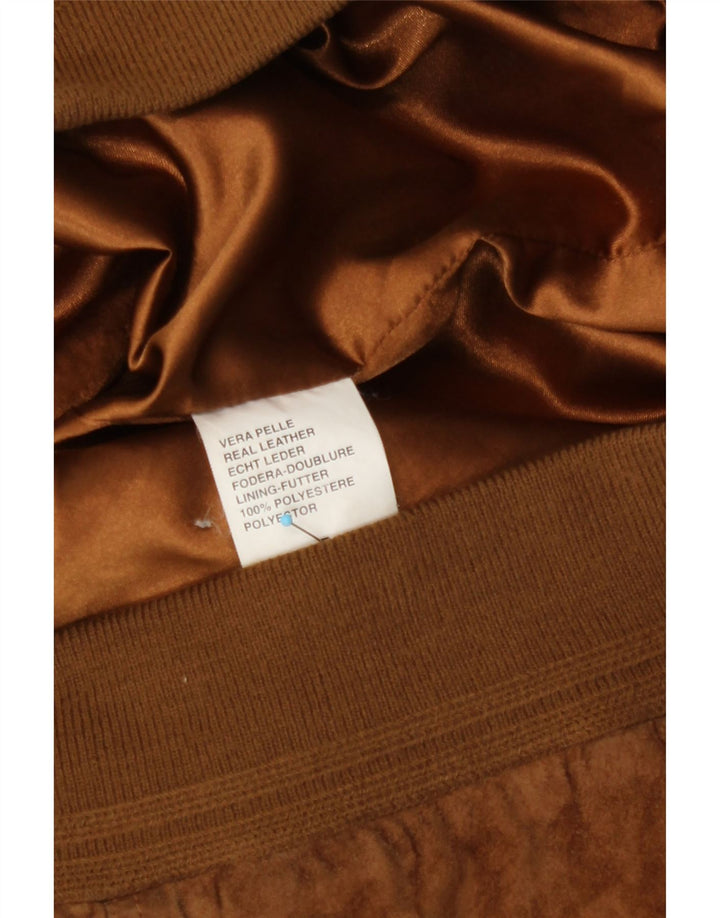 Giubbotto bomber in pelle scamosciata vintage da uomo UK 42 XL in pelle marrone