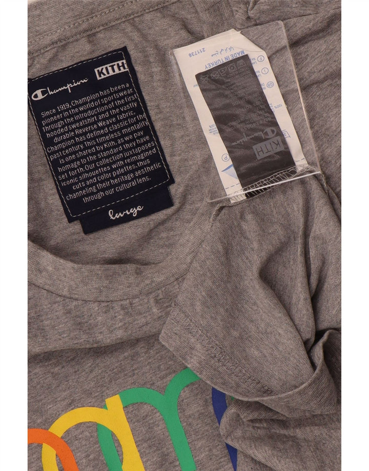 T-shirt grafica da uomo Champion Top grande in cotone grigio