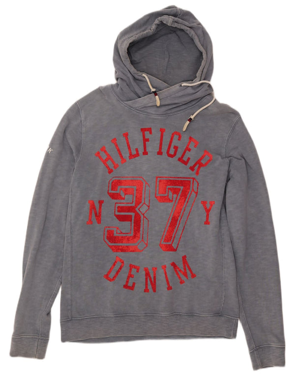 TOMMY HILFIGER Felpa con cappuccio grafica da uomo XL in cotone blu