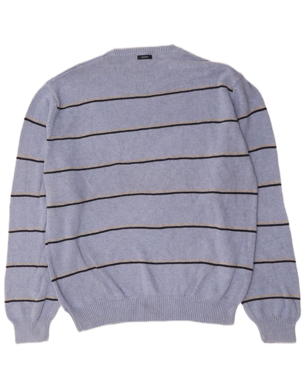 Maglione da uomo girocollo Nautica in cotone a righe grandi blu