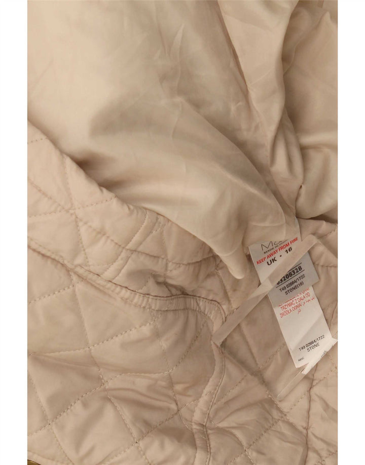 Giacca trapuntata da donna Marks & Spencer UK 16 Large Beige Poliestere