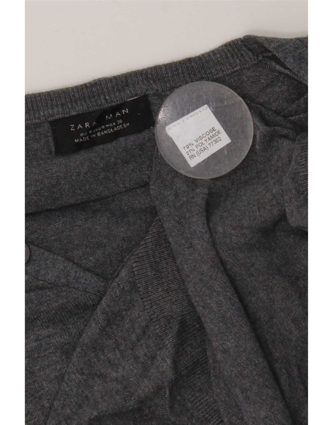 Maglione Zara da uomo a maniche corte con scollo a V in viscosa grigio medio