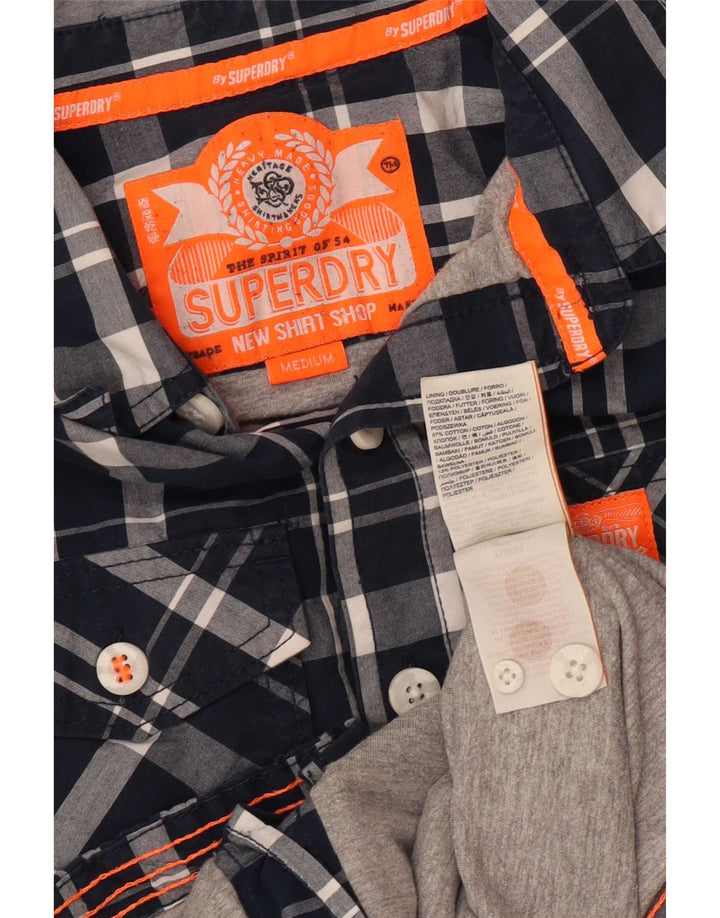 Camicia da uomo Superdry in cotone a quadri blu navy medio