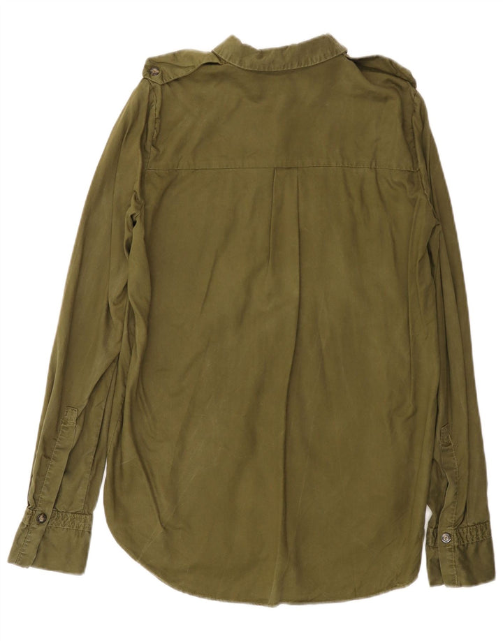 Camicia oversize lunga da donna ZARA UK 6 XS Khaki Lyocell