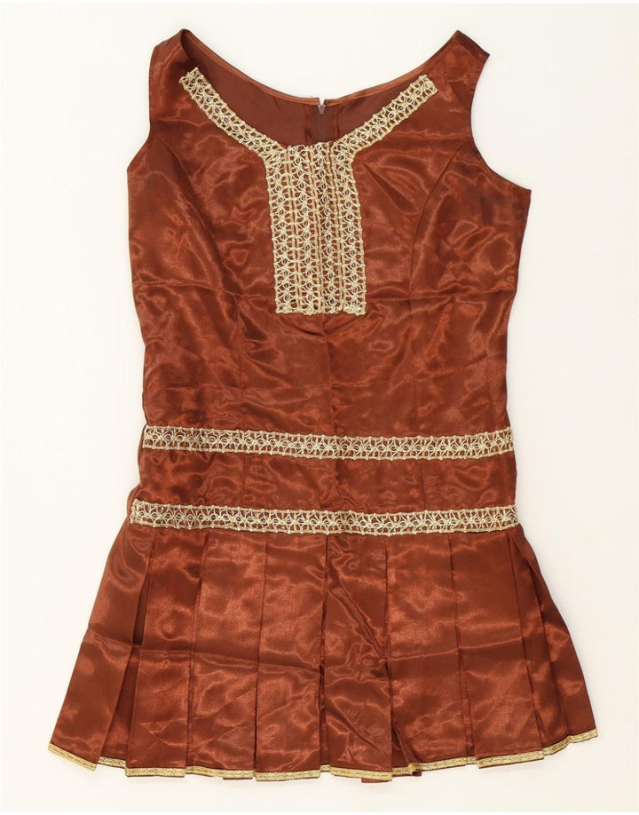VINTAGE Girls Shift Dress 11-12 Years Brown Vintage Vintage and Second-Hand Vintage from Messina Hembry 