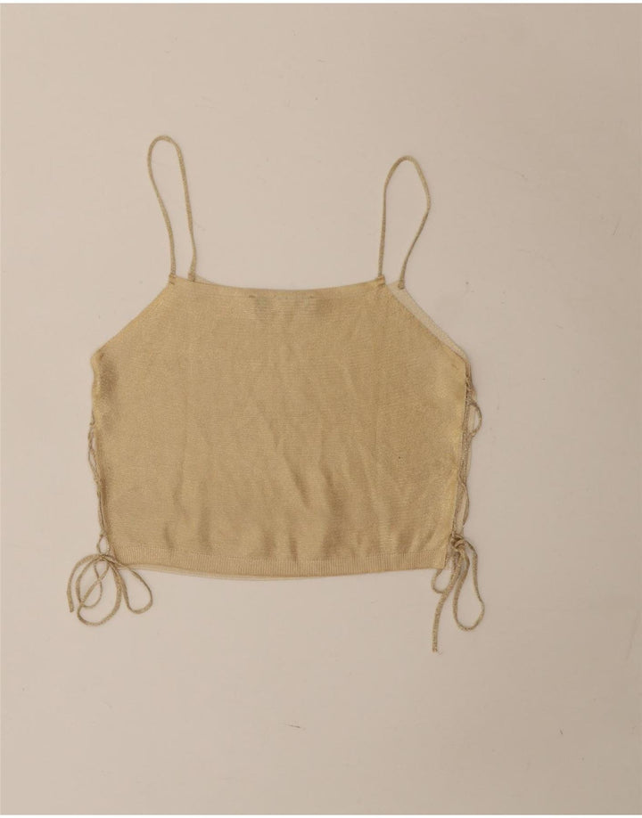 Canottiera corta corta da donna Zara UK 12 beige medio
