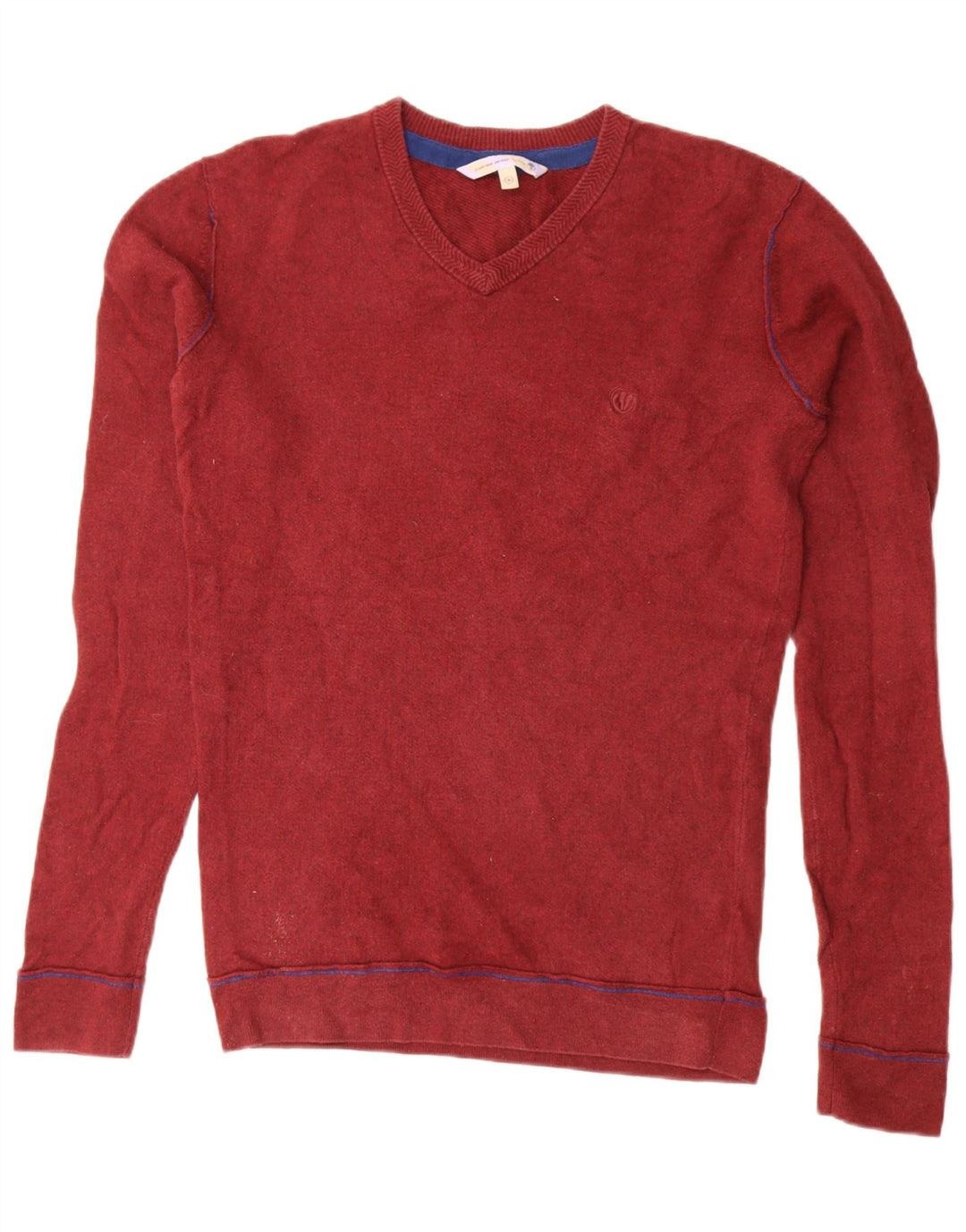 FAT FACE Maglione da uomo con scollo a V in cotone rosso medio