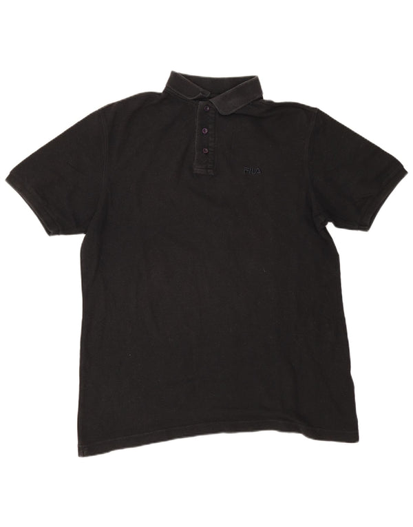 Polo da uomo Fila Large in cotone nero