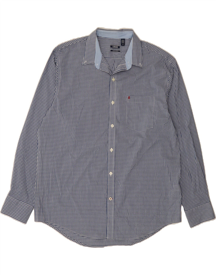 IZOD Mens Shirt Large Blue Gingham Cotton Vintage Izod and Second-Hand Izod from Messina Hembry 