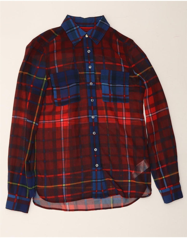 TOMMY HILFIGER Womens Oversized Flannel Shirt US 2 XS Red Check Cotton Vintage Tommy Hilfiger and Second-Hand Tommy Hilfiger from Messina Hembry 