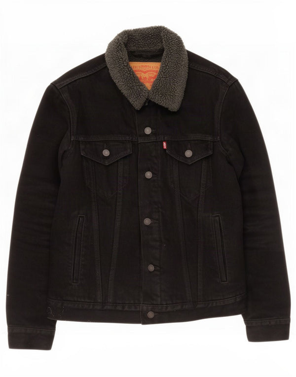 Giacca Levi's da uomo in denim sherpa UK 36 piccola in cotone nero