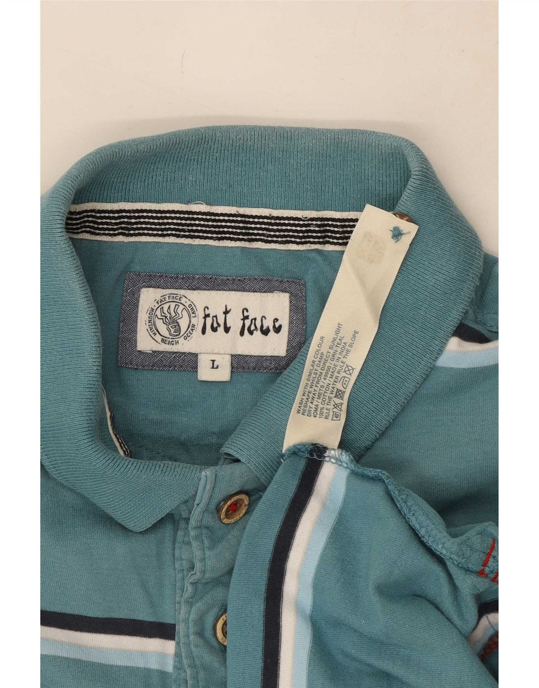 Polo da uomo Fat Face in cotone a righe grandi blu