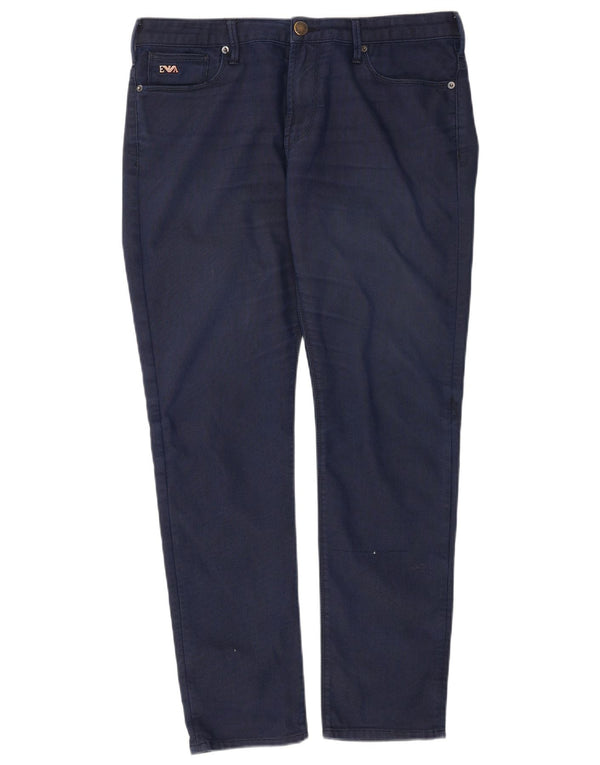 Pantaloni casual slim da uomo Emporio Armani W34 L30 in cotone blu navy